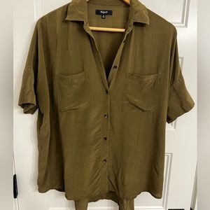 Madewell XS green silk shirt